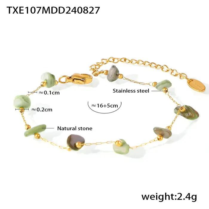 Ensemble collier et bracelet pour femmes, pierres vertes naturelles uniques, perles, pendentif en ac