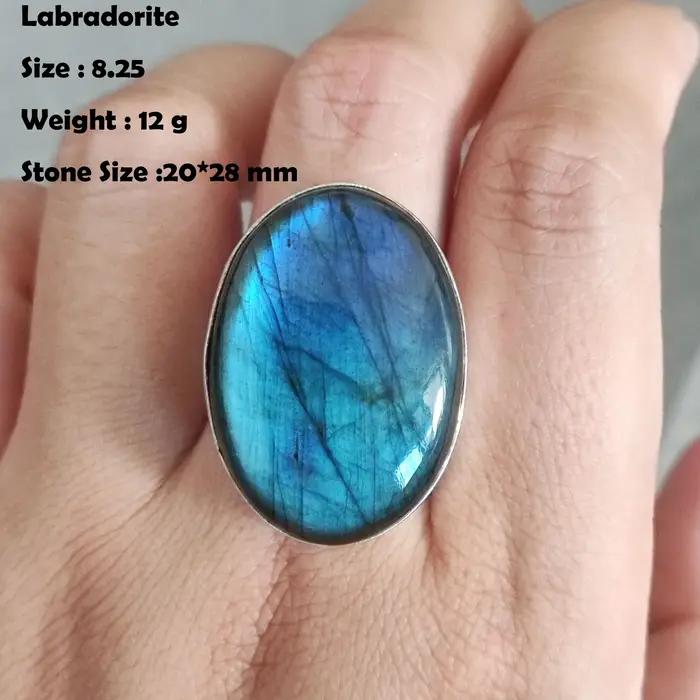 Bague en labradorite véritable, bijoux pour femmes, cadeau