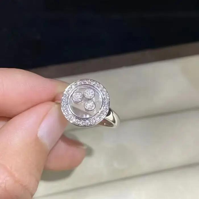 Bague Happy Move à trois pierres de zircone AAA haute qualité bijou fin personnalisable pour femmes occasions spéciales