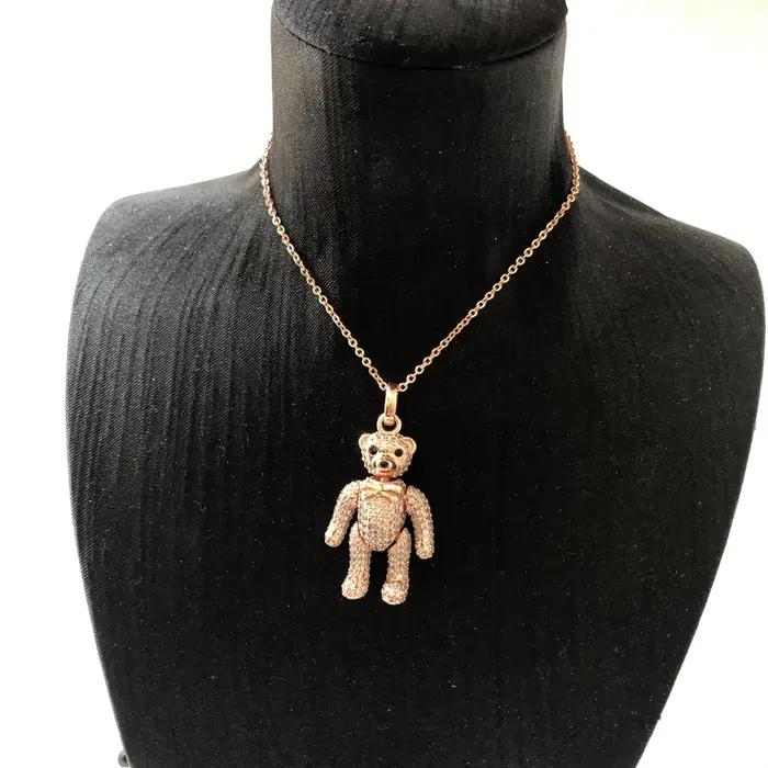 Collier ours en peluche en or Rose