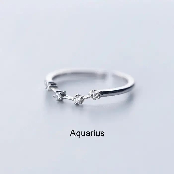 Nouvelle bague minimaliste incrustée de Zircon cubique 12 constellations zodiaque pour femmes, Simpl