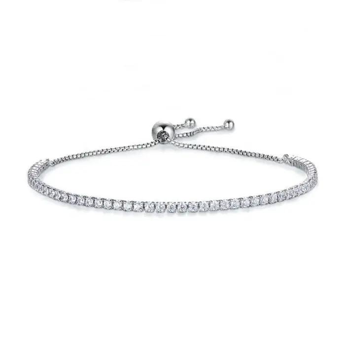 Bracelet tennis en moissanite ronde de 2 mm pour femmes
