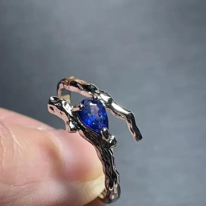 Bague en saphir naturel 50, réglable, pour femme, bijoux pour femme, cadeau, vente en gros, haute qu