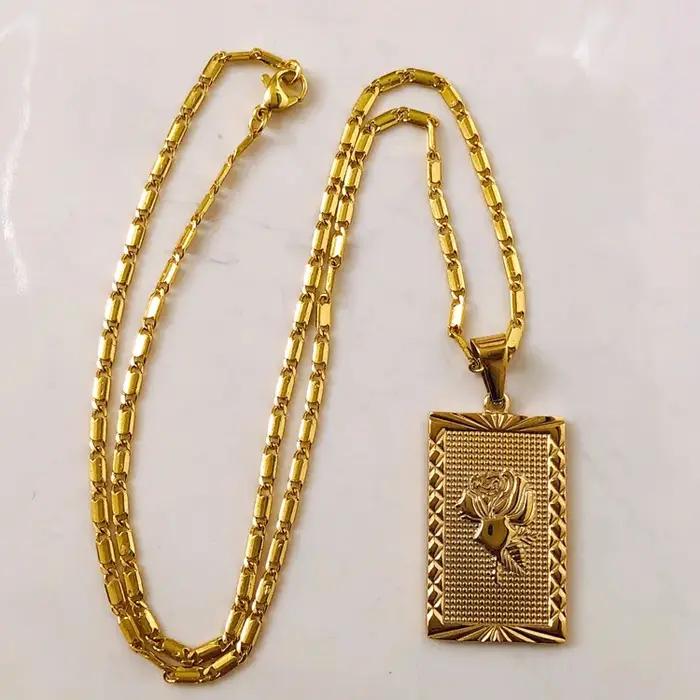 Collier géo Floral en titane et or 18 carats pour femmes, bijoux en acier inoxydable, robe de piste,