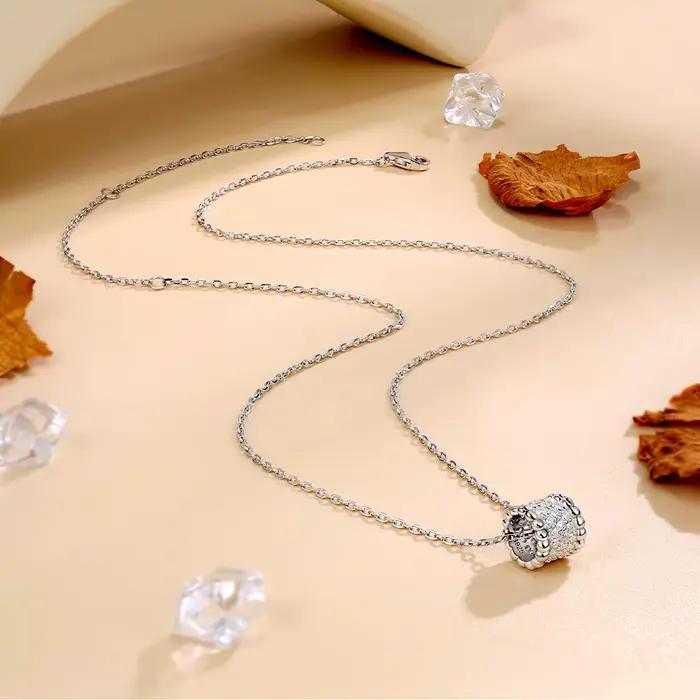 M-JAJA Réel Moissanite Collier pour Femme 925 Sterling Silver JOGemstone D document VVl's Lab Diamant Vintage Pendentif Bijoux