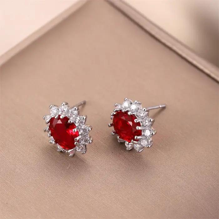 Boucles d'oreilles ovales en pierre pour femmes