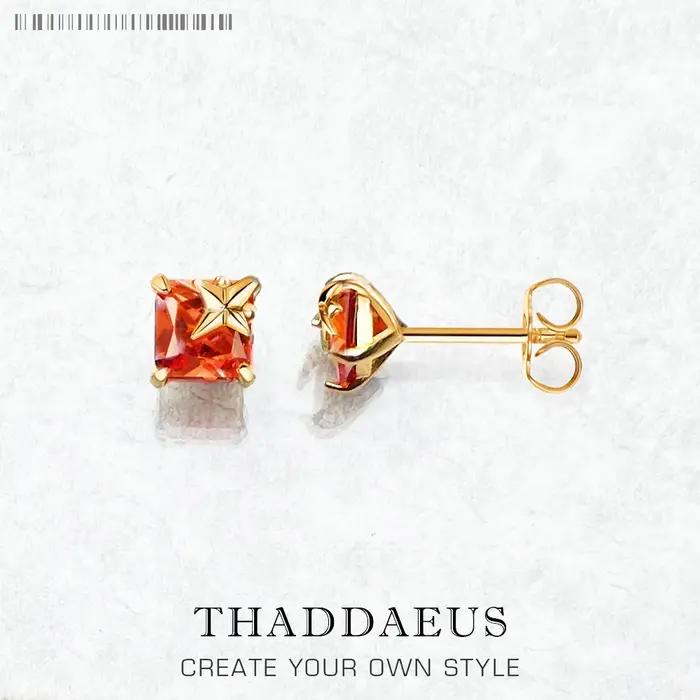 Clous d'oreille Pierre Orange Avec Étoile, Style Européen Fine Bijoux Pour Femmes, 2022 D'été Cadeau