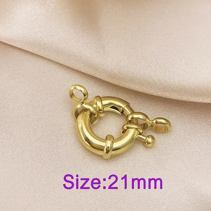 Fermoirs à ressort ronds couleur or véritable 18 carats pour bracelets