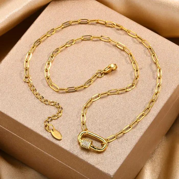 Collier pendentif trombone plaqué or JO18 carats pour femme