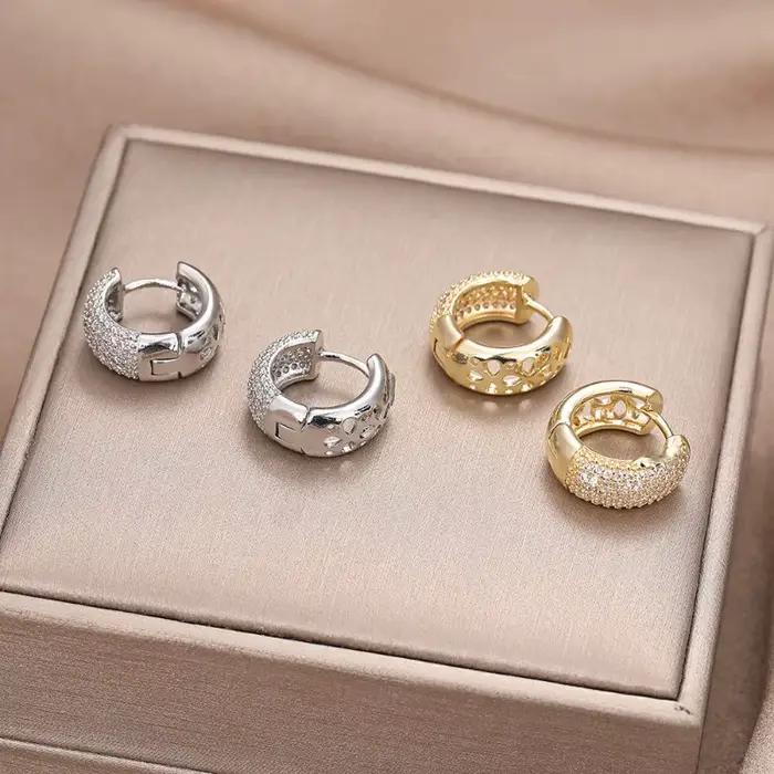 Boucles d'oreilles en argent Sterling 925 zirconium blanc rock hiphop vintage pour femmes occasions spéciales
