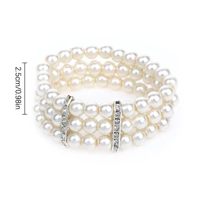 Bracelet élastique en biscuits perlé multicouche pour femme