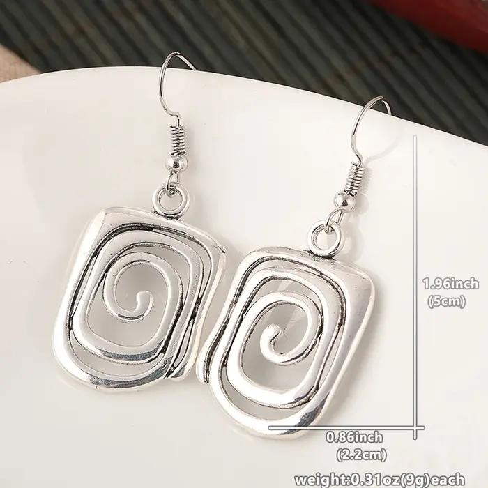 Boucles d'oreilles pendantes en métal Gypsy Curl plaqué argent vintage pour femmes, bijoux de collection, cadeaux pour occasions spéciales