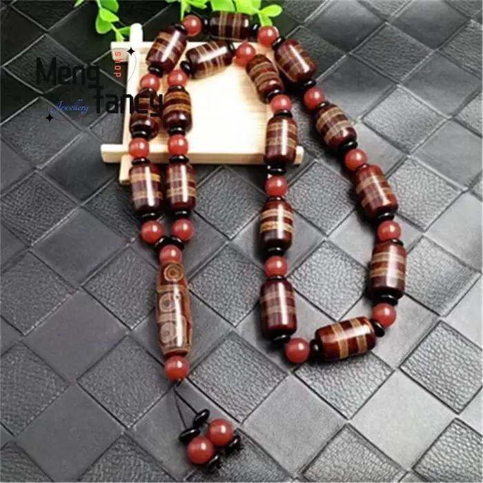 Collier de perles célestes à neuf yeux givrées rétro en agate naturelle pour femmes, bijou unique à offrir pour occasions spéciales