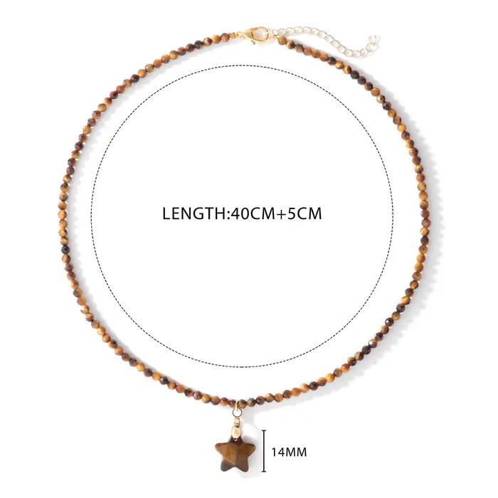 Collier pendentif en pierre étoile à cinq branches