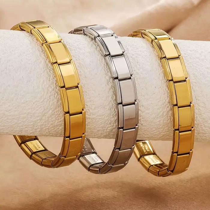 Jardme – Bracelet élastique italien en acier inoxydable pour femmes et hommes