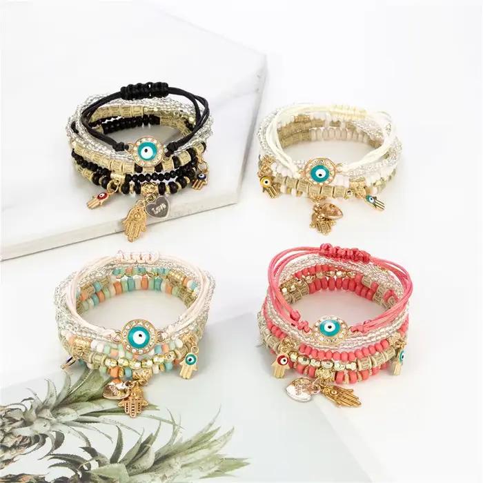 Ensemble de bracelets bohème mauvais œil pour femmes