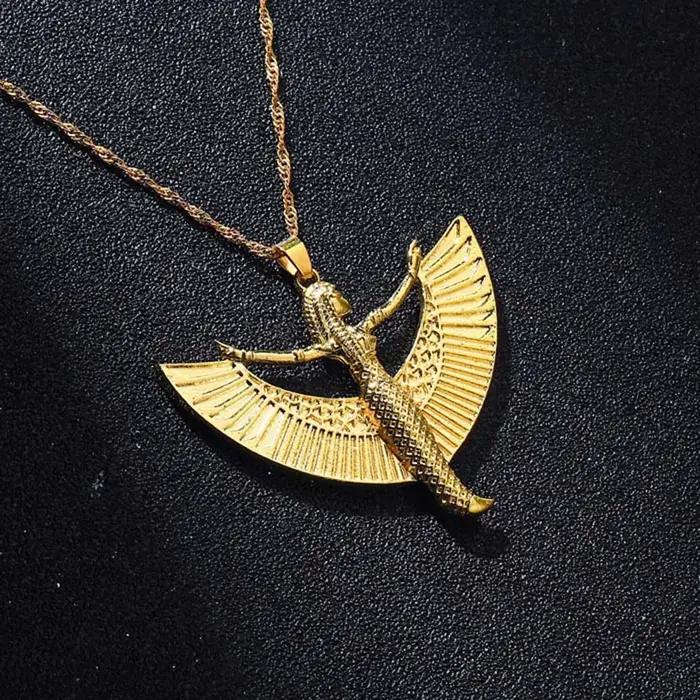 Isis déesse étain antique égyptien occulte divinité mode couleur or pendentif collier pour femmes cadeau pour petite amie bijoux