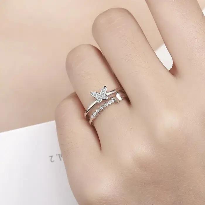 Bagues en argent 925 scintillantes avec zircon 5A pour femmes