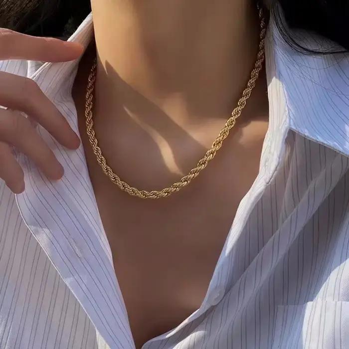 Collier en argent sterling 925 avec chaîne en or 18 carats pour mariage et événements spéciaux femmes hommes