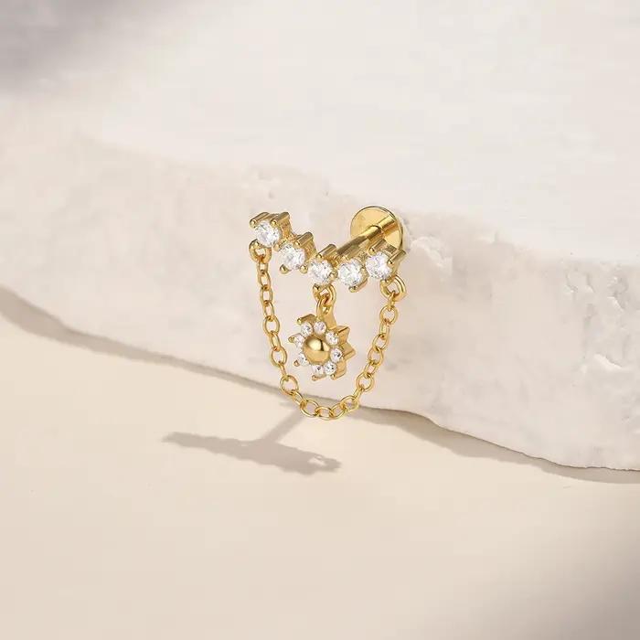 AIDE 925 argent Helix Cartilage Piercing boucle d'oreille pour les femmes exquis empilage brillant Zircon oreille os Stud bijoux accessoires 1 pc