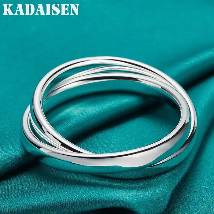 Bracelet double anneau rond argent sterling 925 pour femmes mariage fiançailles occasions spéciales