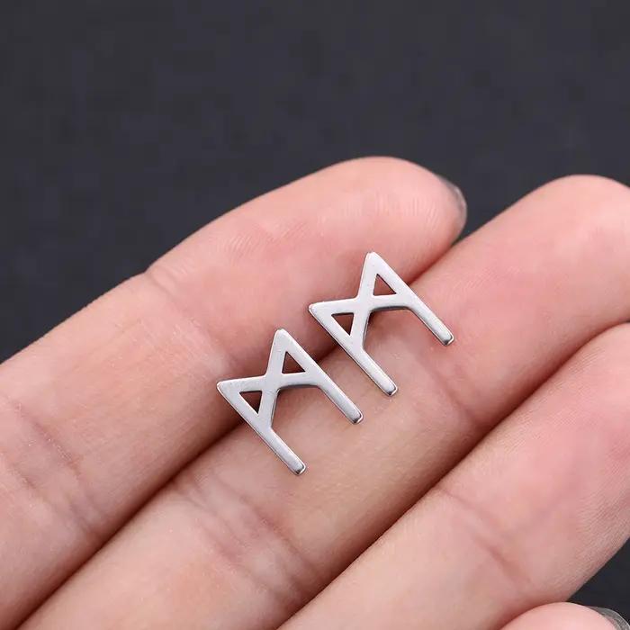 Viking Futhark Runes boucles d'oreilles en acier inoxydable boucle d'oreille pour femmes hommes amulette nordique Vintage bijoux oreille accessoires Aretes