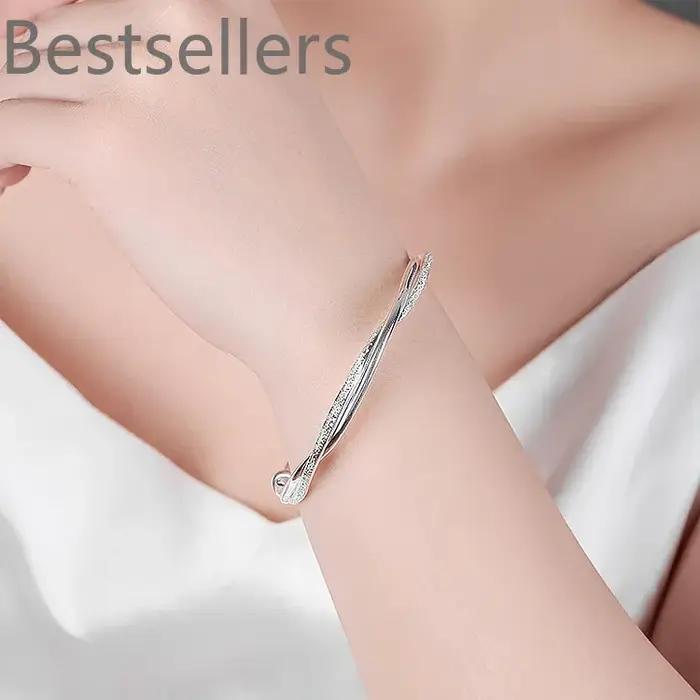 Bracelets en argent sterling 925 originaux à joli tissage pour femmes