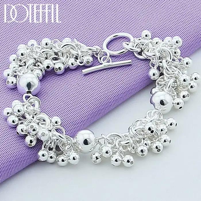 DOTEFFIL 925 argent Sterling raisins plus de perles bracelets porte-bonheur bijoux pour les femmes d