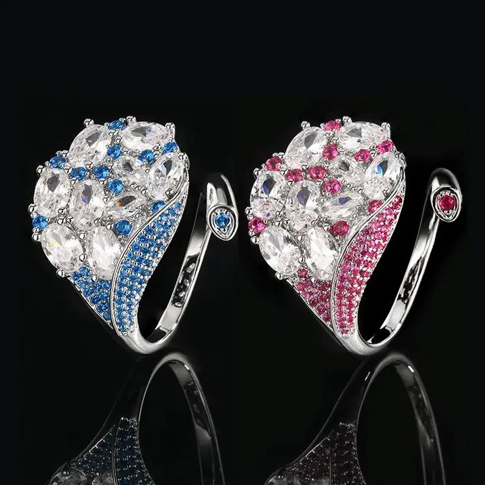 Bague ajustable en forme de feuille pour femme