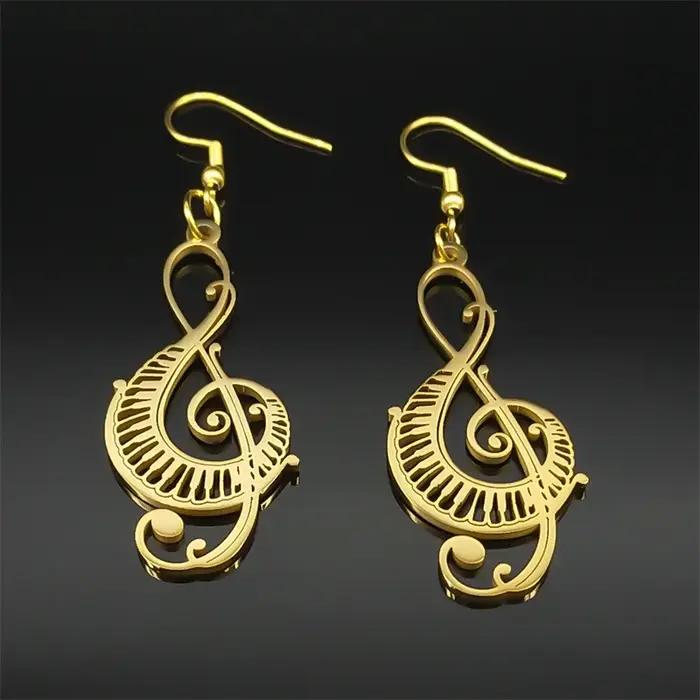 Boucles d'Oreilles en Acier Inoxydable, Notes Musicales pour Femme, Occasions Spéciales, Design Unique, Audace Moderne, Durabilité, Convient pour Tous Les Soirs