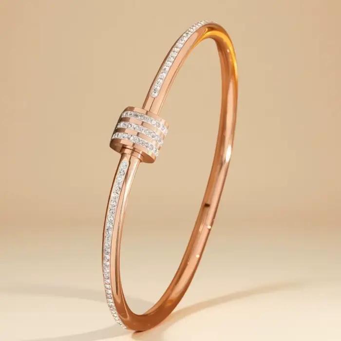Bracelet en acier inoxydable plaqué or rose et or pour femmes et hommes bijoux à la mode accessoire cadeau