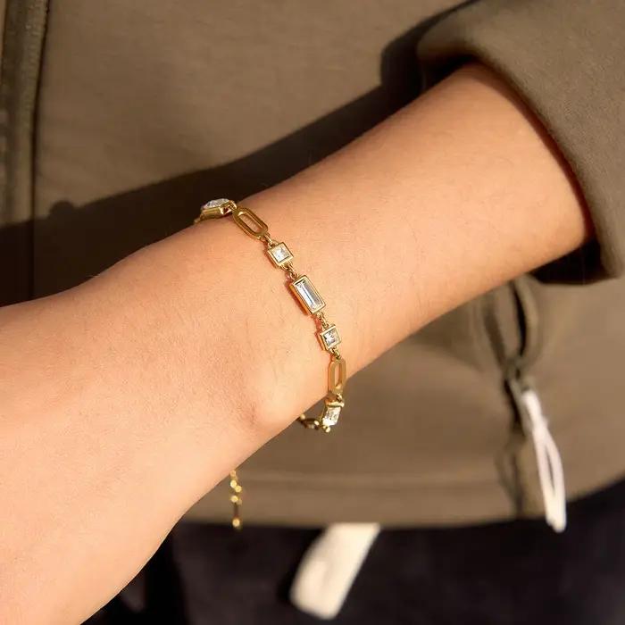 Bracelet multi-géométrique en zircon Ars chaîne réglable en acier inoxydable pour femmes occasions spéciales elegance moderne