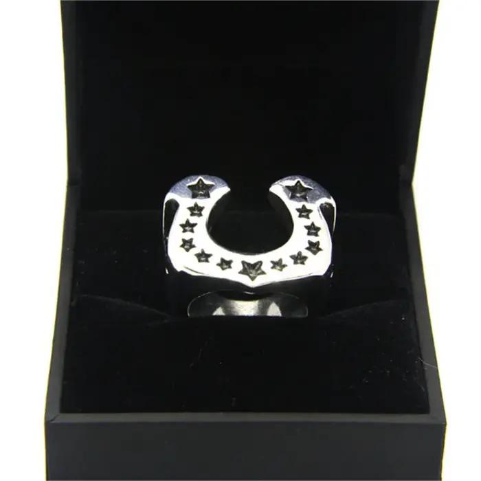Bague fer à cheval solide en acier inoxydable 316L