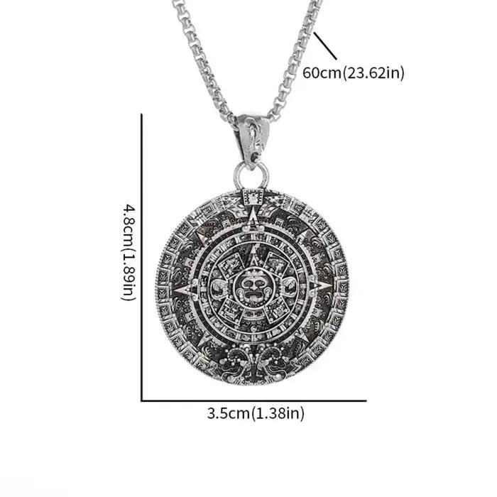 Collier pendentif rond avec calendrier solaire Vintage, bijoux quotidiens pour hommes, colliers de fête à la mode pour hommes et femmes, cadeaux