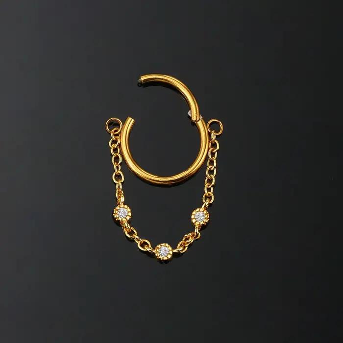 16G chaîne en acier inoxydable conque oreille Piercing articulé Clicker Segment Septum