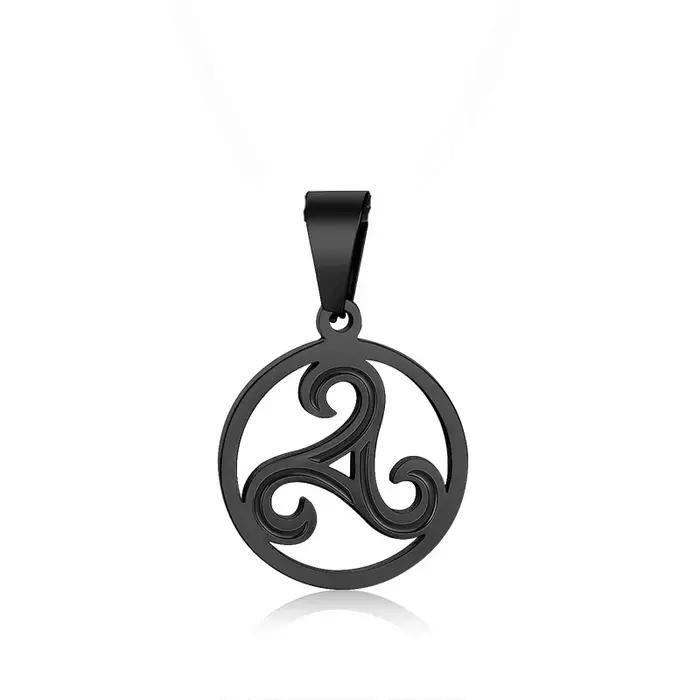 Triskelion Triple pendentif spirale Triskele collier en acier inoxydable Bbc Renaissance unisexe bijoux