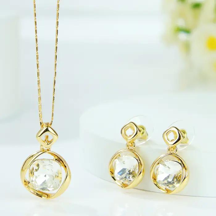 Parure de bijoux en cristal de haute qualité 2026, collier, bracelet et boucles d'oreilles en pierre