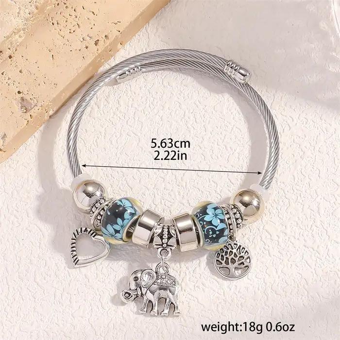 Bracelet arbre de vie Boho avec breloques éléphants pêches Talisman en alliage de zinc pour femmes bijoux minimalistes tracker d'humeur occasions spéciales