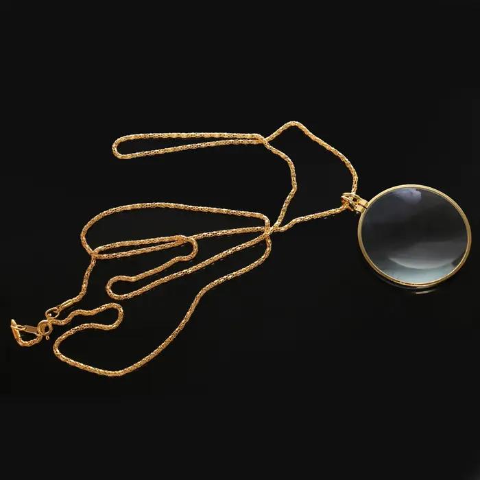 Collier à lentille monocle avec loupe 6x en verre et métal pour amateurs collectionneurs bijoutiers et étudiants occasions spéciales