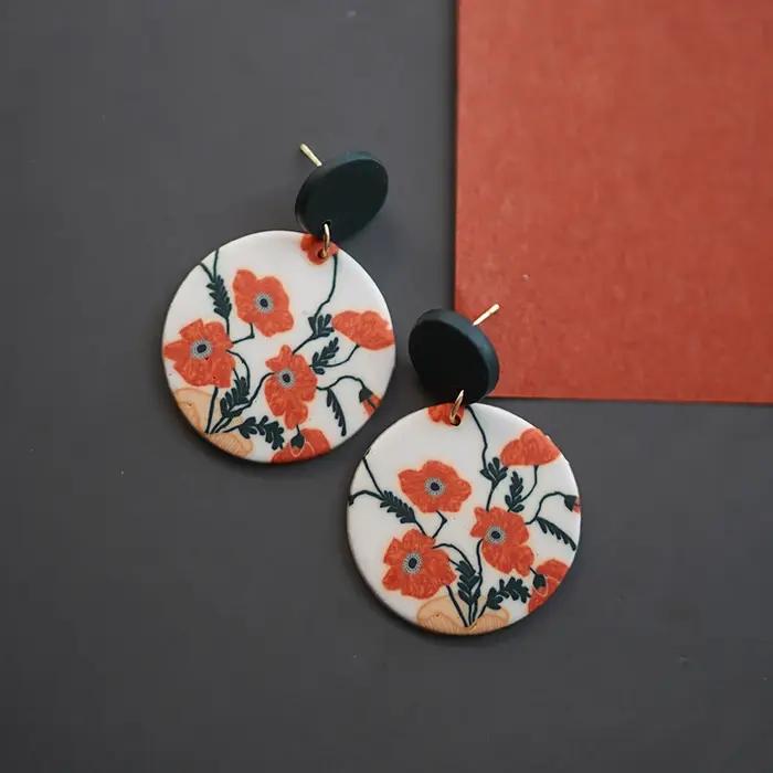 Boucles d'oreilles pendantes florales rétro françaises