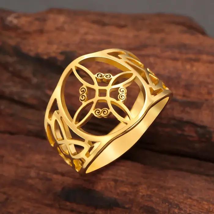 Bague en acier inoxydable à nœud de sorcière vintage pour engagement et occasions spéciales unisexe avec choix de couleur et taille