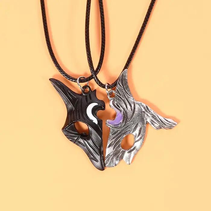Collier Antique plaqué argent, 2 pièces, Style Vintage, pendentif périphérique de la ligue des légendes, mouton et loup, bijoux