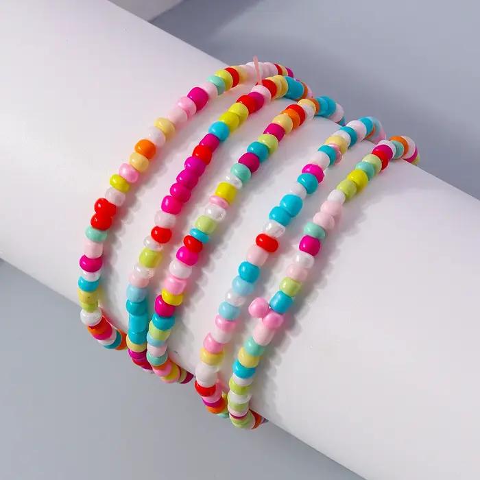 Bracelet multilayé à perles colorées résine bohème romantique pour femmes occasions spéciales cadeaux quotidiennes festives