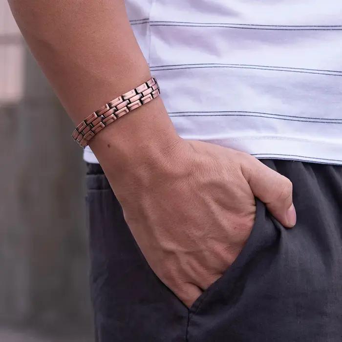Bracelet Magnétique Vinterly en Cuivre Pur Style Vendange Bracelet Chaîne Maillons Pour Hommes Femmes Occasions Spéciales