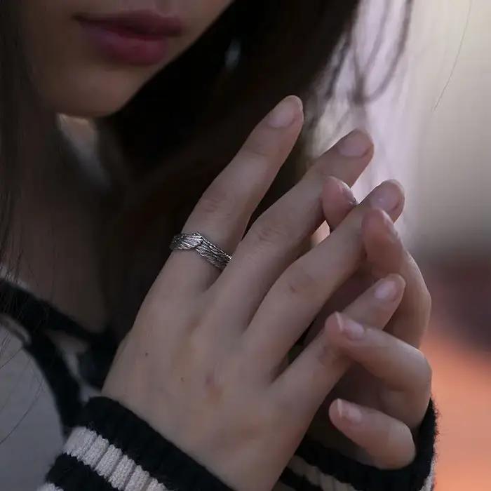 Bague rétro ailes d'ange pour femmes et hommes