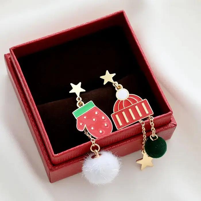 Boucles d'oreilles de noël asymétriques pour femmes