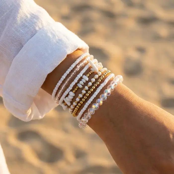 8 pièces/ensemble de bracelets bohèmes faits à la main en perles de riz de cristal pour femmes et hommes