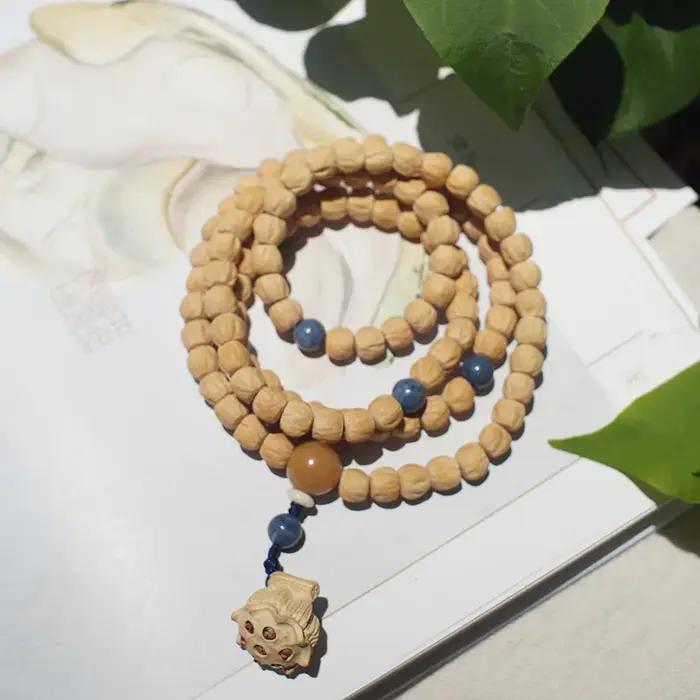 Bracelet multi-tours de 108 perles de graines de Bodhi, perles de prière bouddhistes avec boîte en b