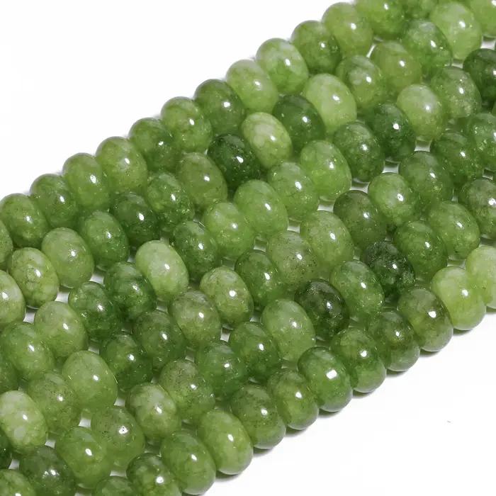 Perles d'olivine naturelles en forme de rondelle abaque 5x8mm, plates et rondes, pour la fabrication de bijoux, breloques DIY, bracelets, perles en vrac