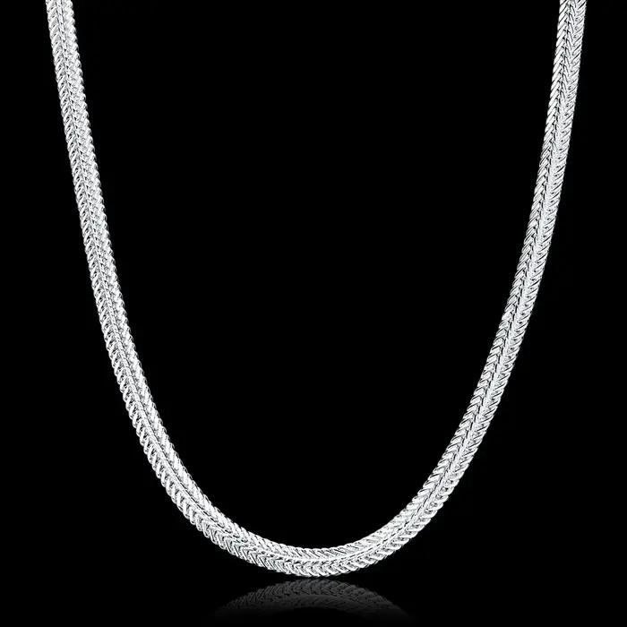 Collier chaîne serpent en argent sterling 925 pour femmes et hommes, bijou de créateur, cadeaux d'anniversaire et de fiançailles, style hiphop rock, chaîne figaro 50cm